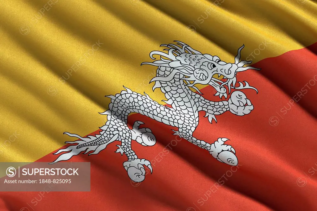 Flag of Bhutan waving in the wind