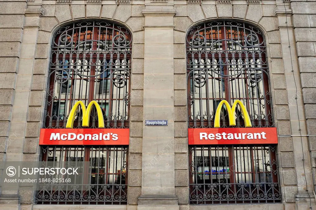 McDonald's logos at the former post office in Erlangen, Bavaria, Germany