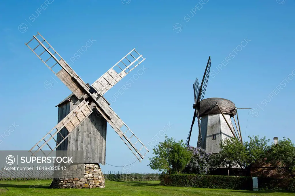 Windmills, Angla, Saaremaa Island, Estonia, Baltic States