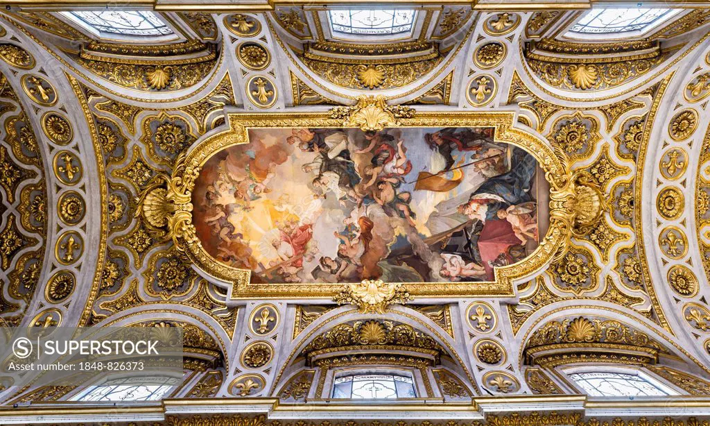 Ceiling fresco, Church of San Luigi dei Francesi or Church of Saint Louis of the French, Rome, Lazio, Italy