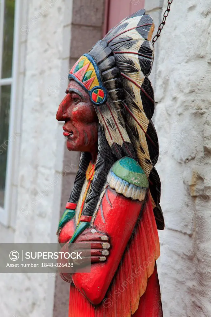 Sculpture of a Native American, Quebec City, Quebec Province, Canada