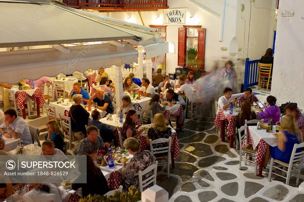 Seafood restaurant Taverna Nikos, Mykonos Town, Mykonos, Cyclades, Greece