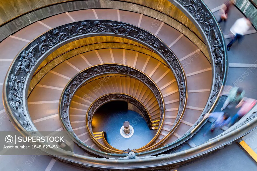 Double Spiral stairs by Giuseppe Momo in 1932, Vatican Museums, Vatican, Rome, Lazio, Italy