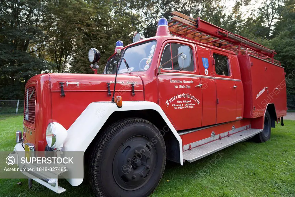 Vintage fire engine by Magirus, agricultural machinery exhibition, Bückeburg, Lower Saxony, Germany
