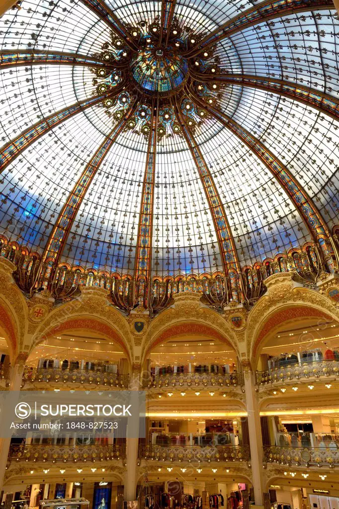 The dome of the Galeries Lafayette, Paris, Ile-de-France, France