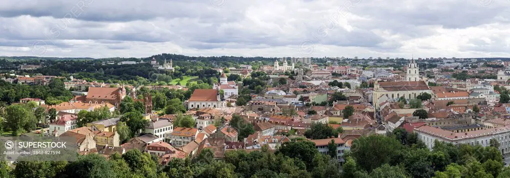 View from the Gediminas Tower of Vilnius, Senamiestis or Vilnius Old Town, Vilnius, Vilnius district, Lithuania
