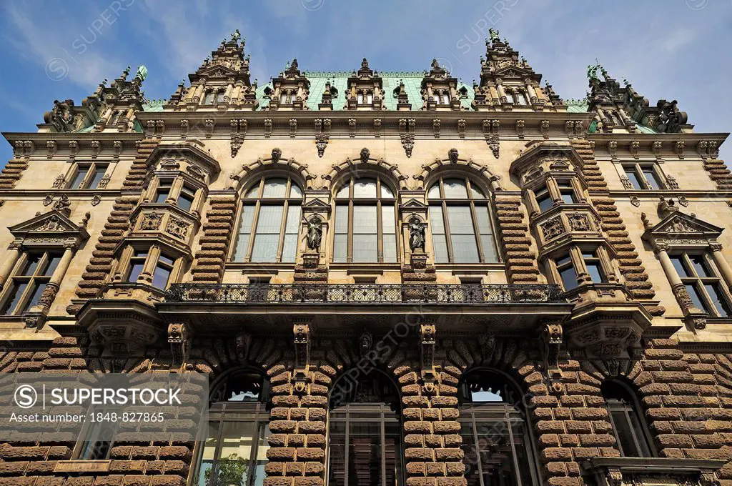 Side facade, City Hall, Hamburg, Germany