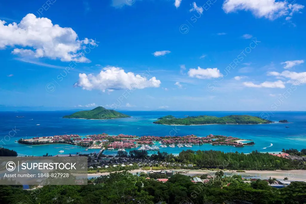 Marina of Eden Island, in front of the islands of Sainte Anne and Ile au Cerf, Seychelles
