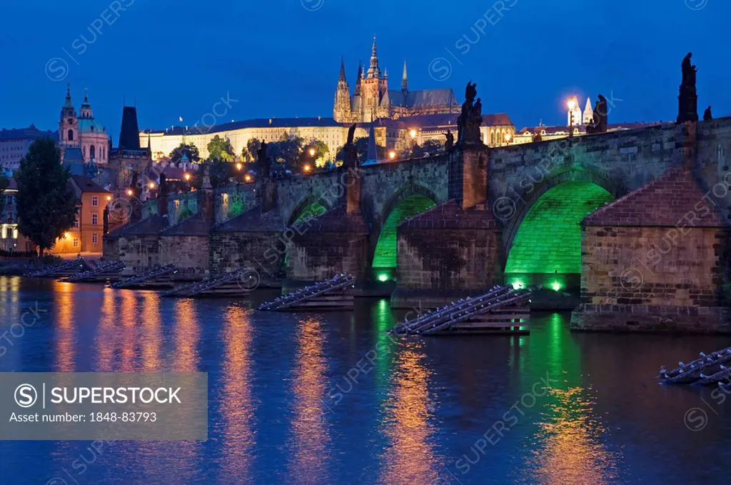 Evening, Charles-Bridge, Prague, Czech Republic