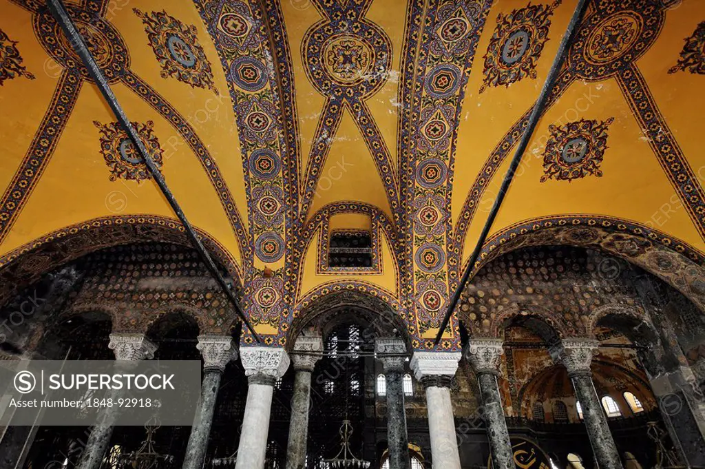 Columns of the North Gallery, Hagia Sophia, Aya Sofya, Sultanahmet, Istanbul, Turkey