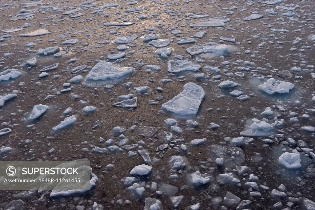 Freezing sea, ice floes, edge of the pack ice, Arctic Ocean, Spitsbergen, Svalbard Islands, Svalbard and Jan Mayen, Norway