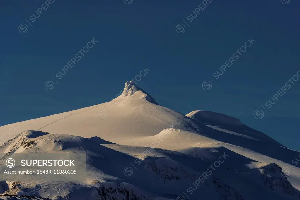 Snow peak of Snaeffelsjökull, Snaefellsness, Vesturland, Iceland