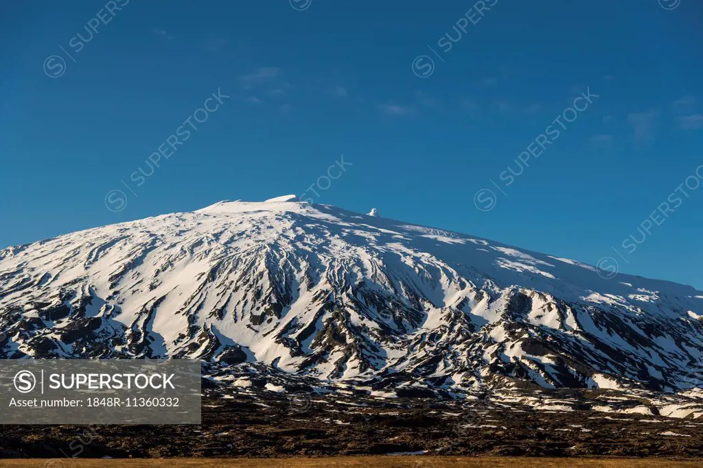 Snow peak of Snaeffelsjökull, Snaefellsness, Vesturland, Iceland