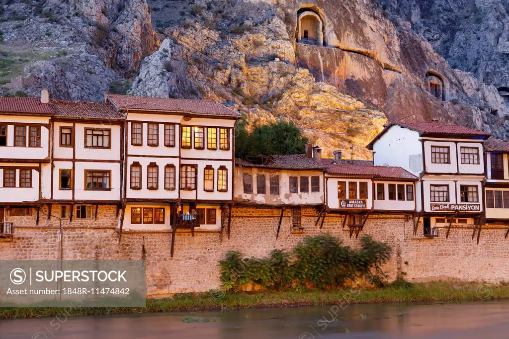 Ottoman houses on the Yesilirmak river, Amasya, Black Sea Region, Turkey