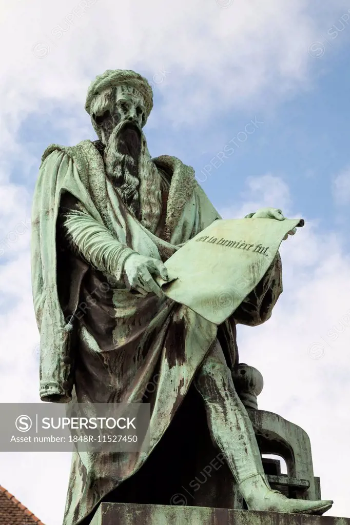 Statue of Johannes Gutenberg, Strasbourg, Alsace, France