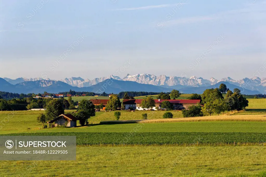 View of Münsing on the Alps, Upper Bavaria, Bavaria, Germany