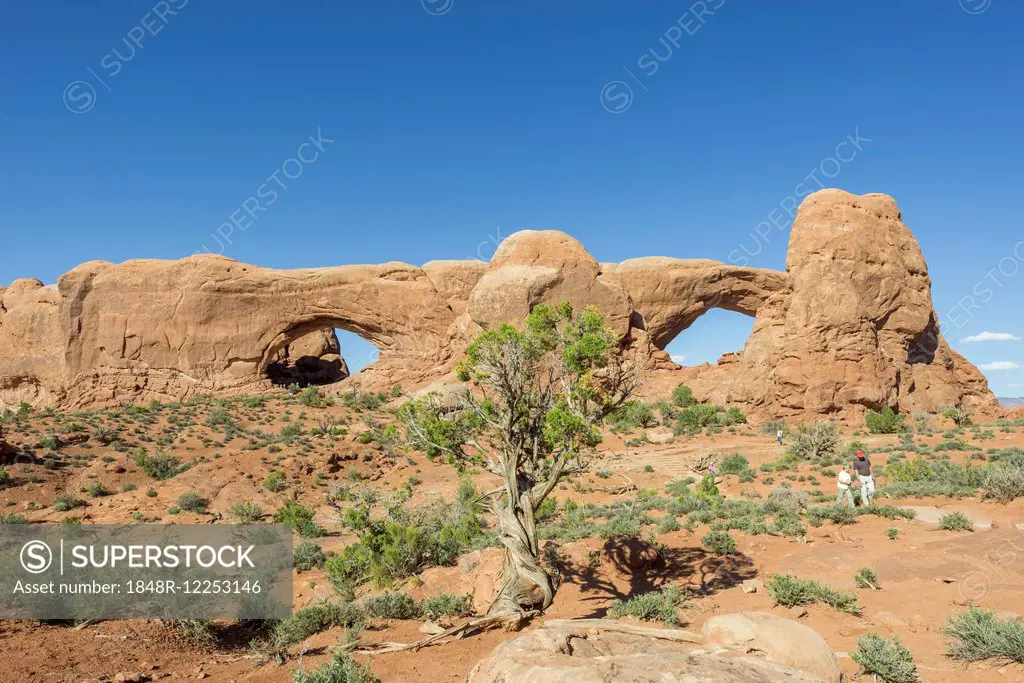 North Window and South Window, natural arches, Arches National Park, Moab, Utah, United States