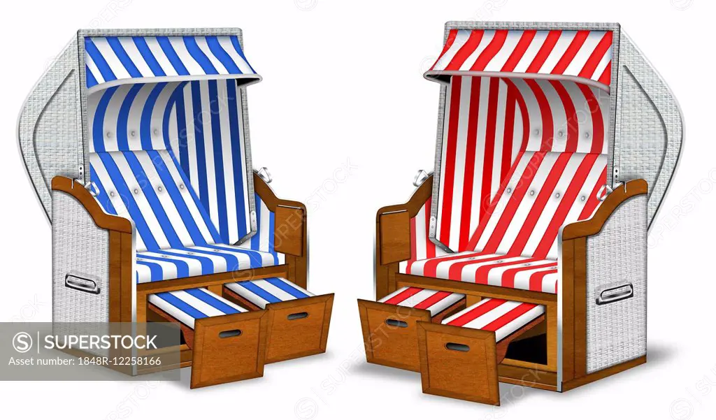 Two wicker beach chairs, illustration