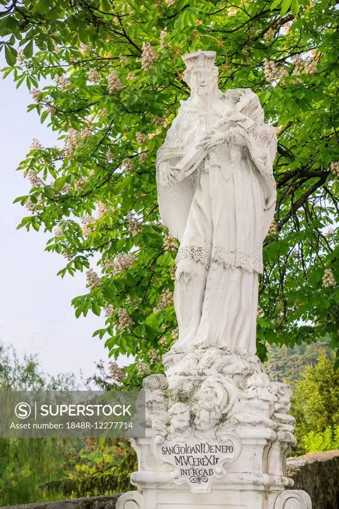 Statue of St. Nepomuk at the church of St. Othmar, Mödling, Lower Austria, Austria