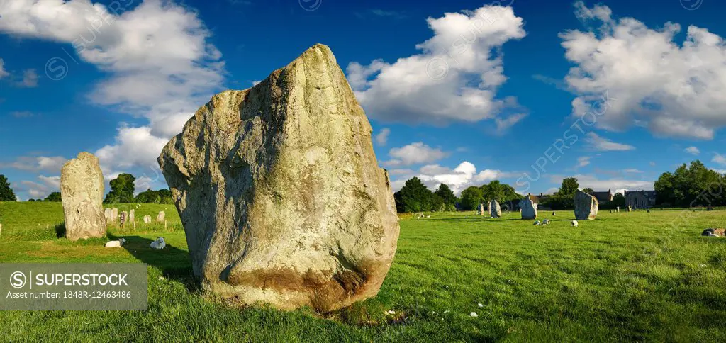 Avebury Neolithic standing stone circle, UNESCO World Heritage Site, Avebury, Wiltshire, England, United Kingdom