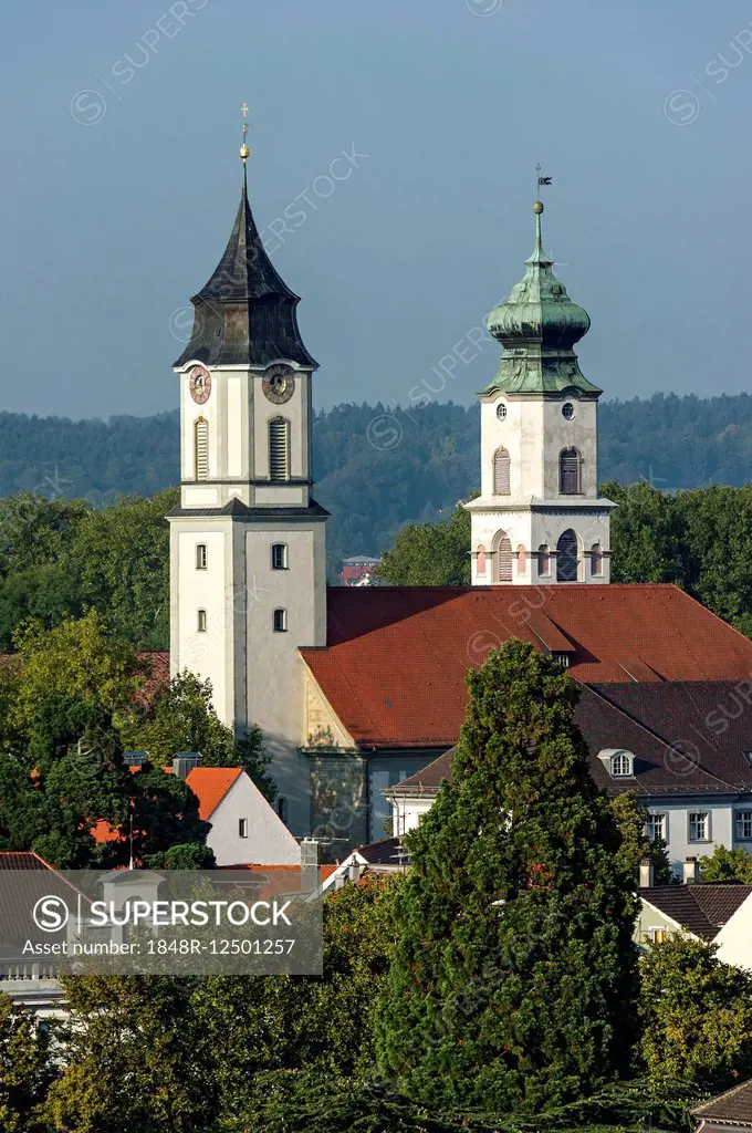 Notre-Dame Cathedral, the Protestant church of St. Stephen on the island of Lindau, Swabia, Bavaria, Germany