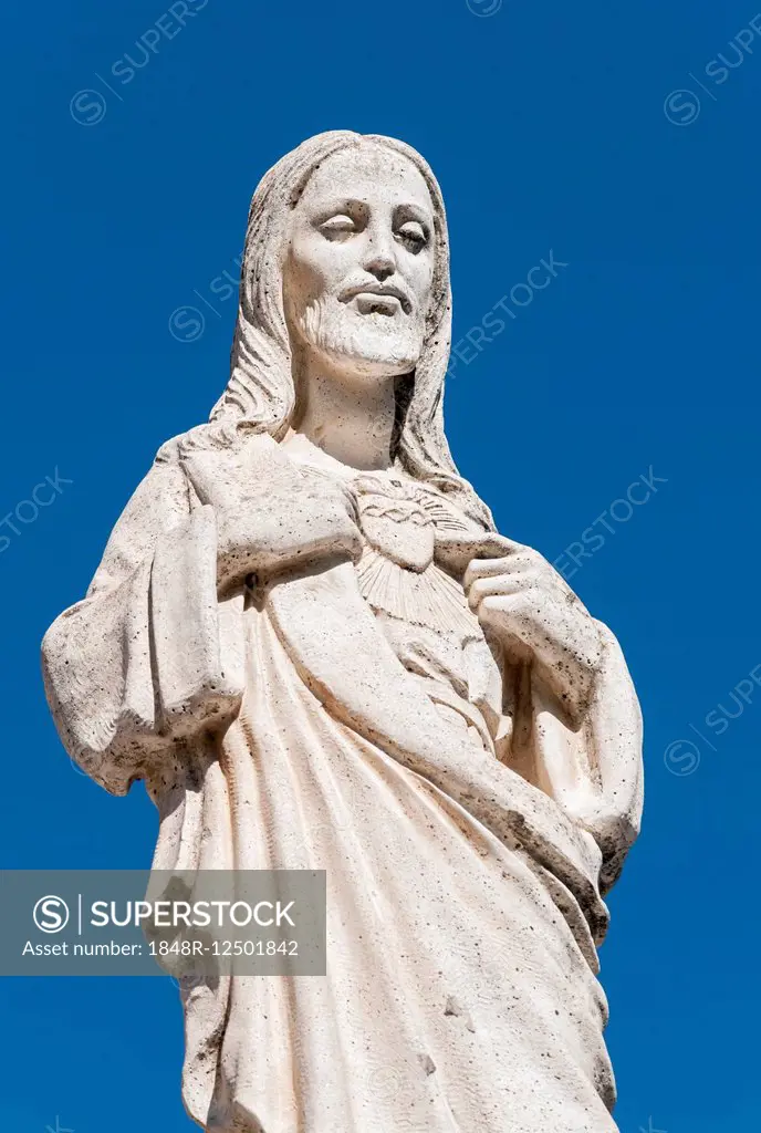 White Statue of Jesus Christ outside the Chapel of Virgen de la Peña, Mijas, Andalusia, Spain