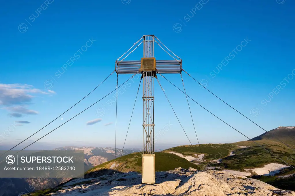 Summit cross on Waxriegel mountain, Schneeberg, Vienna Alps, Lower Austria, Austria