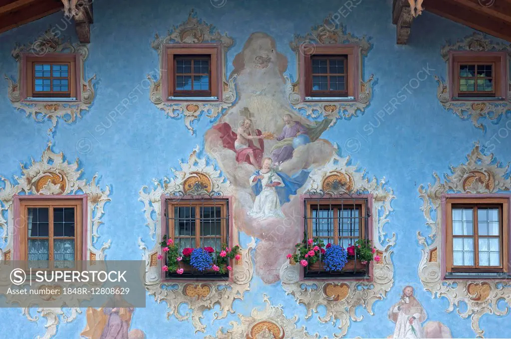 Tyrolean farmhouse with Lüftlmalerei, St. Johann, Tyrol, Austria