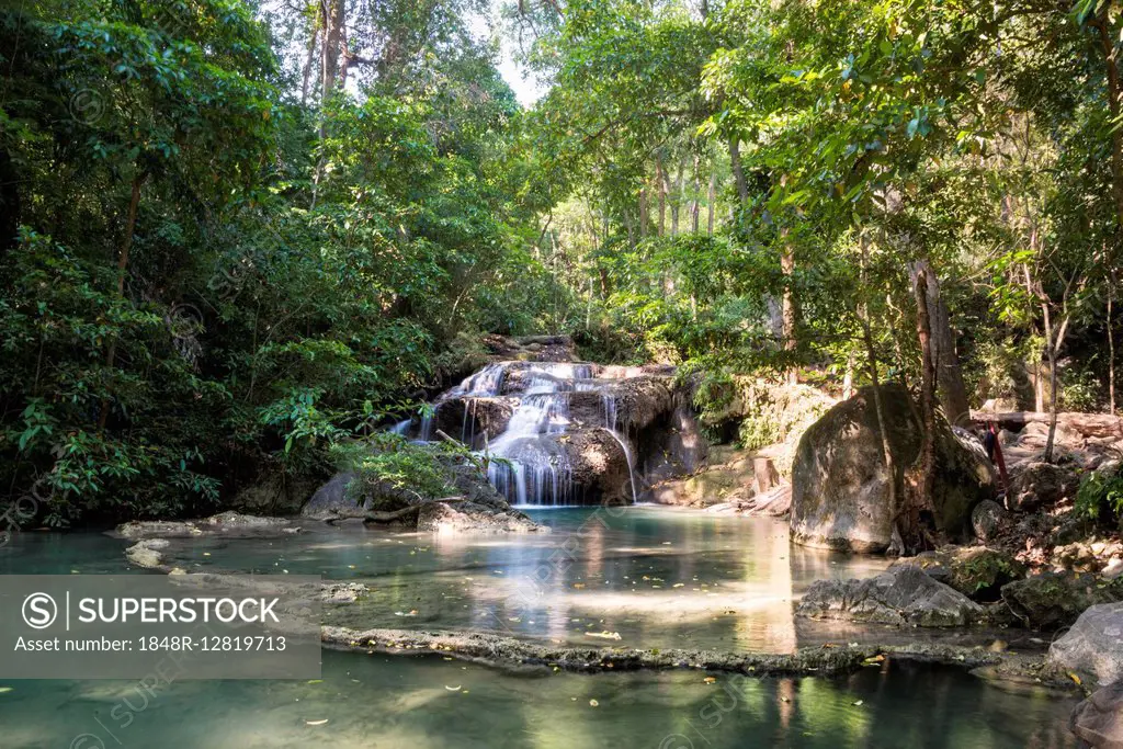 Waterfall in Erawan National Park, Kanchanaburi Province, Thailand