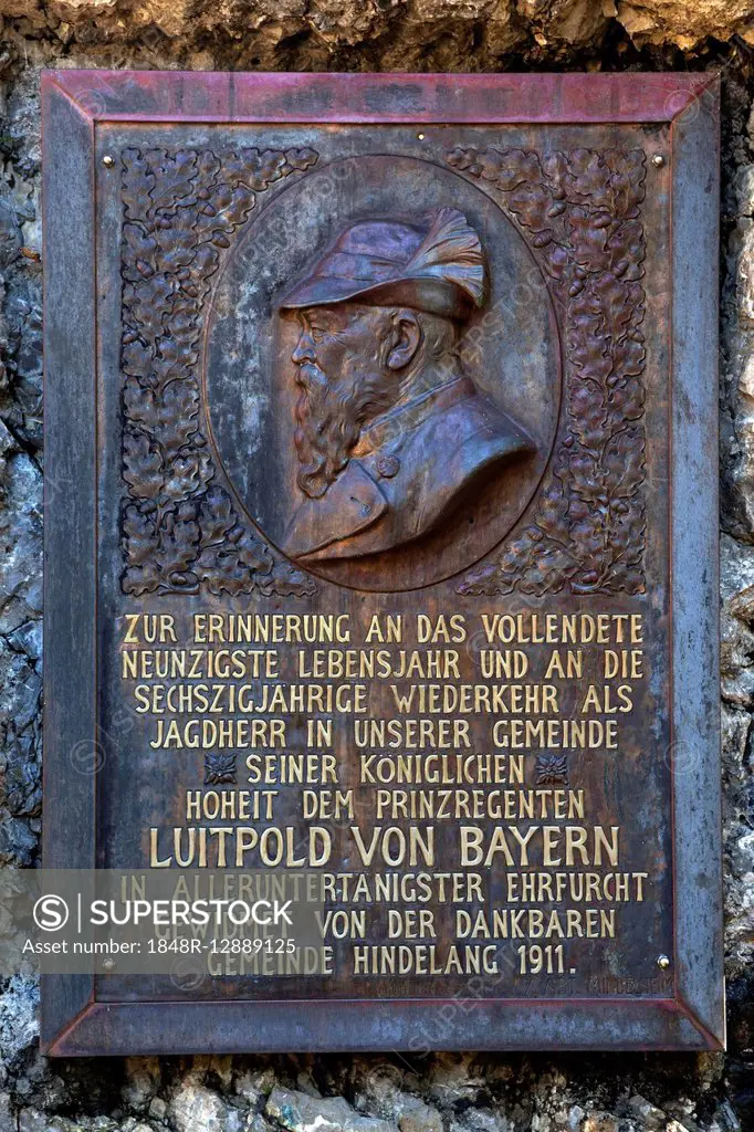 Plaque to Luitpold of Bavaria, in Hinterstein, Allgau, Bavaria, Germany