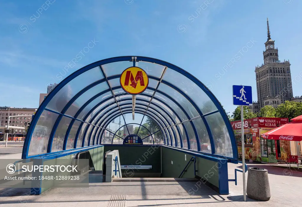Entrance to the Metro, Metro Warszawskie, Warsaw, Mazovia Province, Poland