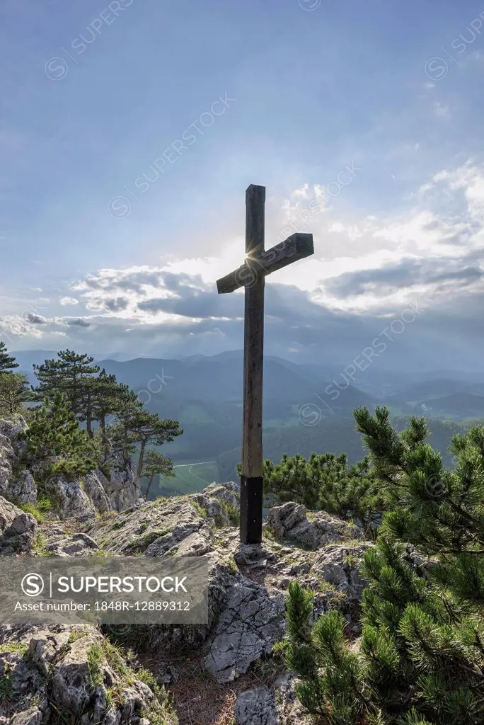Summit cross, Peilstein, Vienna Woods, Lower Austria, Austria