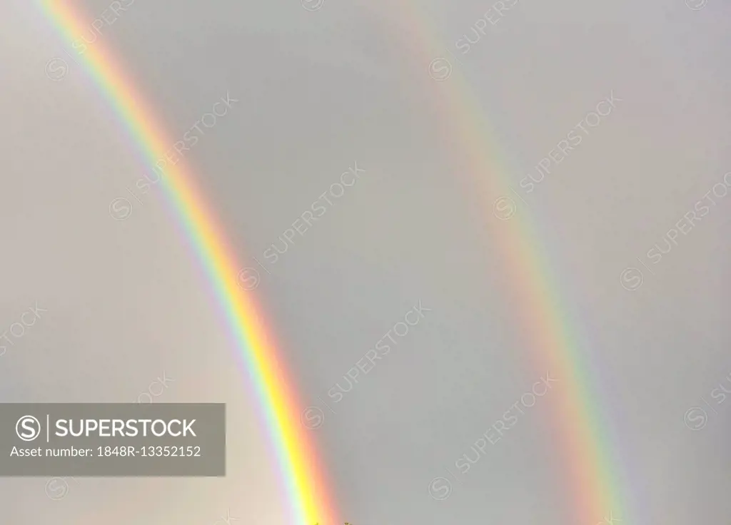 Double rainbow, segment, atmospheric optical phenomenon, Bavaria, Germany