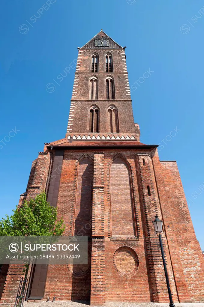Tower of St. Mary, Gothic brick building, 14th century, Wismar, Mecklenburg-Western Pomerania, Germany