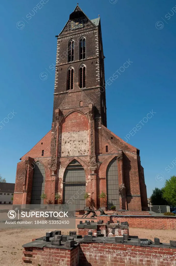 Tower of St. Mary, Gothic brick building, 14th century, Wismar, Mecklenburg-Western Pomerania, Germany
