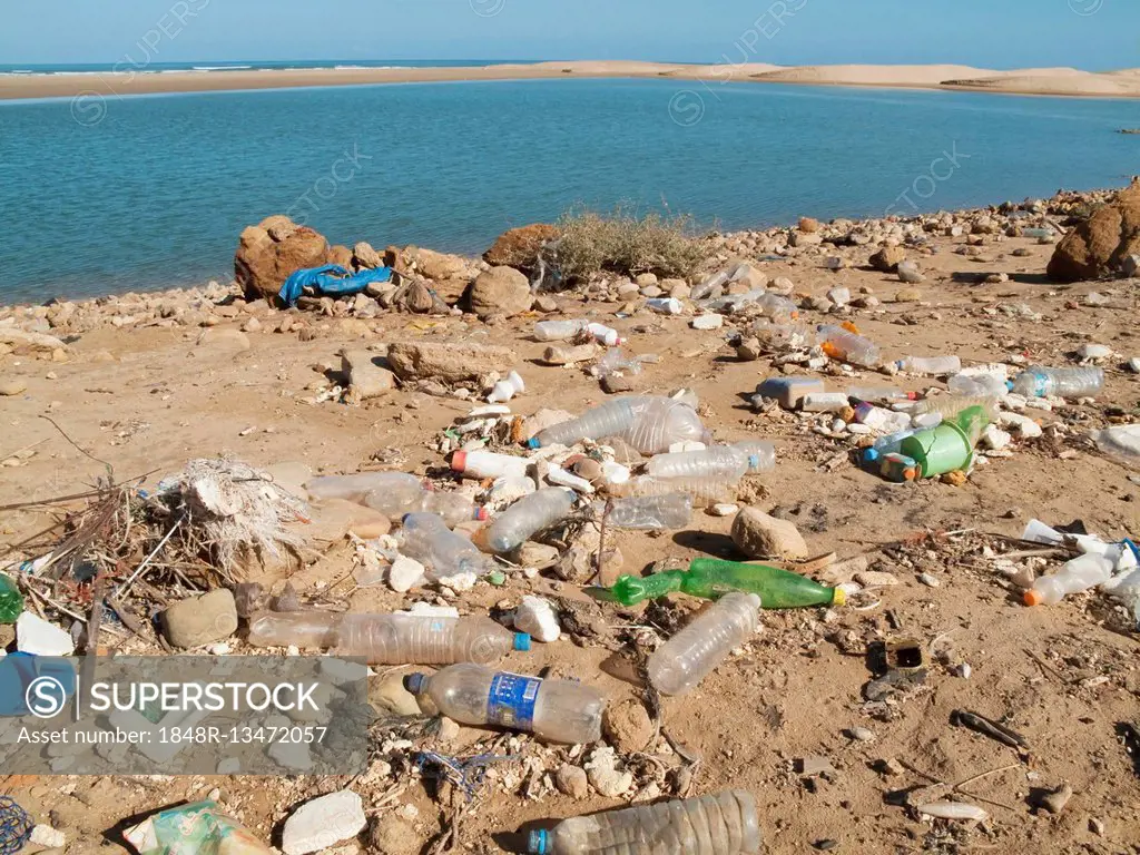 A polluted lagoon between Tan Tan and Tarfaya at the shore of the Atlantic Ocean in southwest Morocco