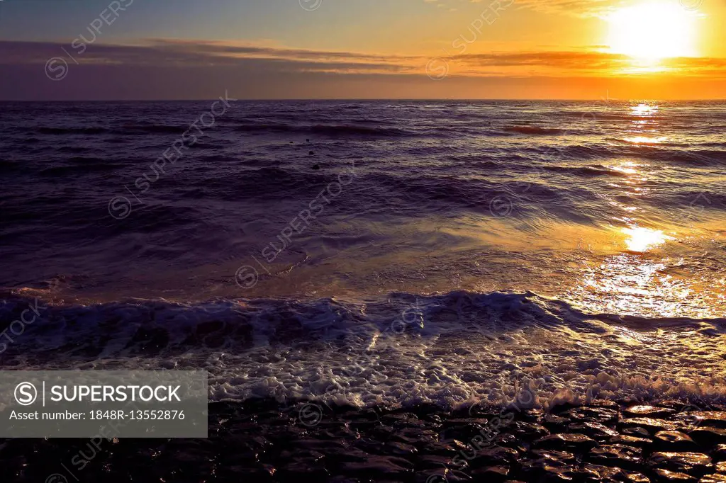 Sunset at North Sea, North Holland Province, Holland, The Netherlands