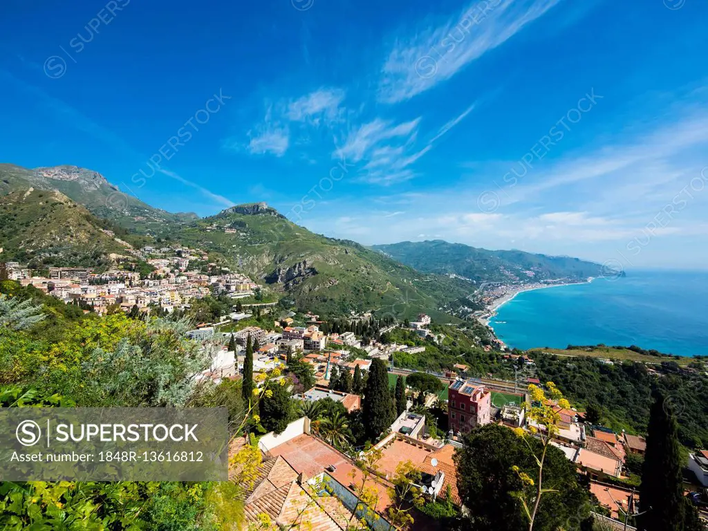 View of bay, Taormina, Sicily, Italy