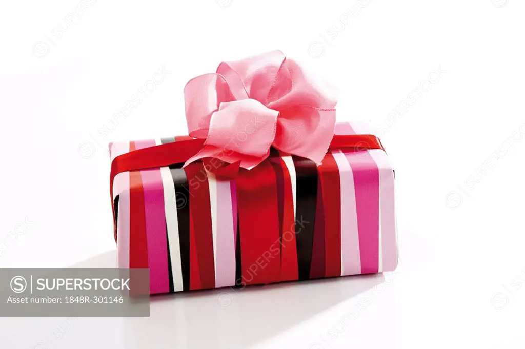 Gift box with pink ribbon
