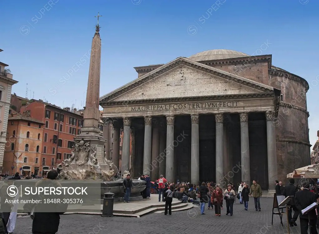 Pantheon in the Piazza della Minerva with Egyptian obelisk, Rome, Italy