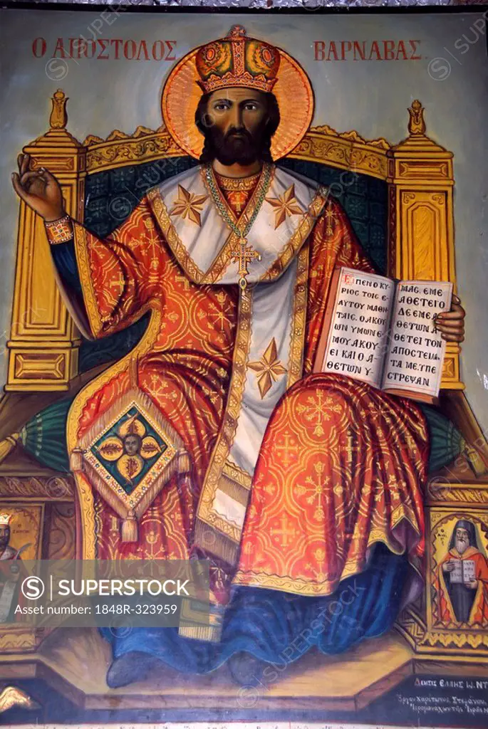 Icon of apostle Apostolos Barnabas in Barnabas monastery near Salamis North Cyprus