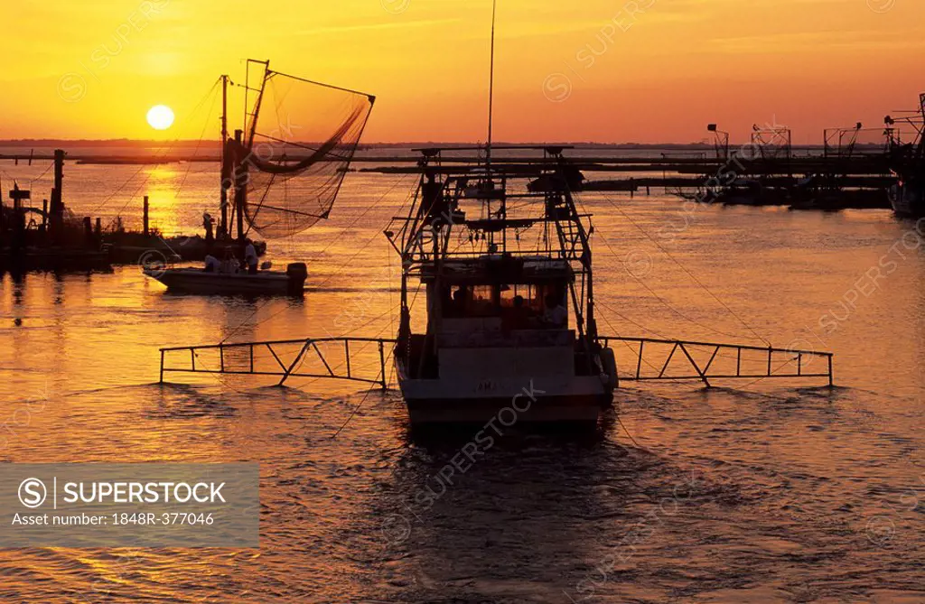 Fishing boats in the harbor of Cocodrie in the Mississippi river delta -  SuperStock