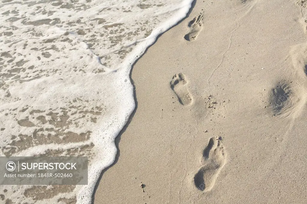 Footprints in wet sand