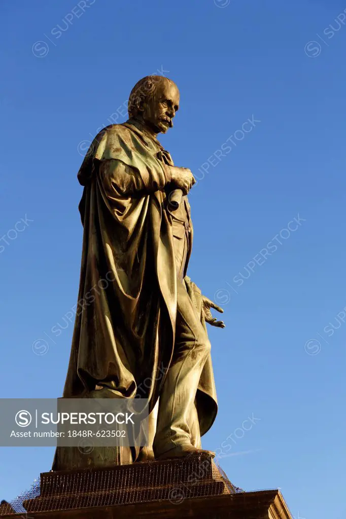 Bronze statue, Archduke Johann Fountain, Hauptplatz square, Graz, Styria, Austria, Europe, PublicGround