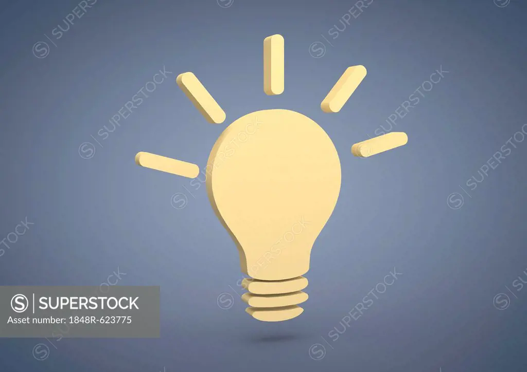 Light bulb symbol, symbolic image for ideas, inspiration, 3D illustration