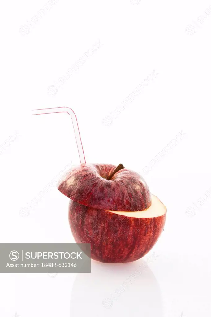 Apple with a straw as a drink