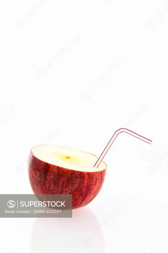 Apple with a straw as a drink