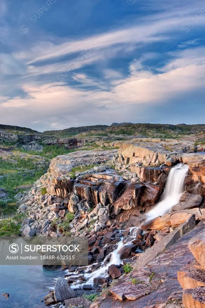 Waterfall in Rago National Park, Nordland county, Norway, Scandinavia, Europe