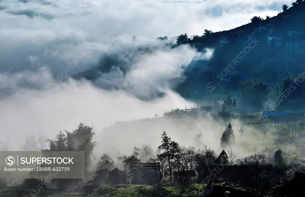 Foggy atmosphere near Sapa, Sa Pa, Lao Cai province, northern Vietnam, Vietnam, Southeast Asia, Asia