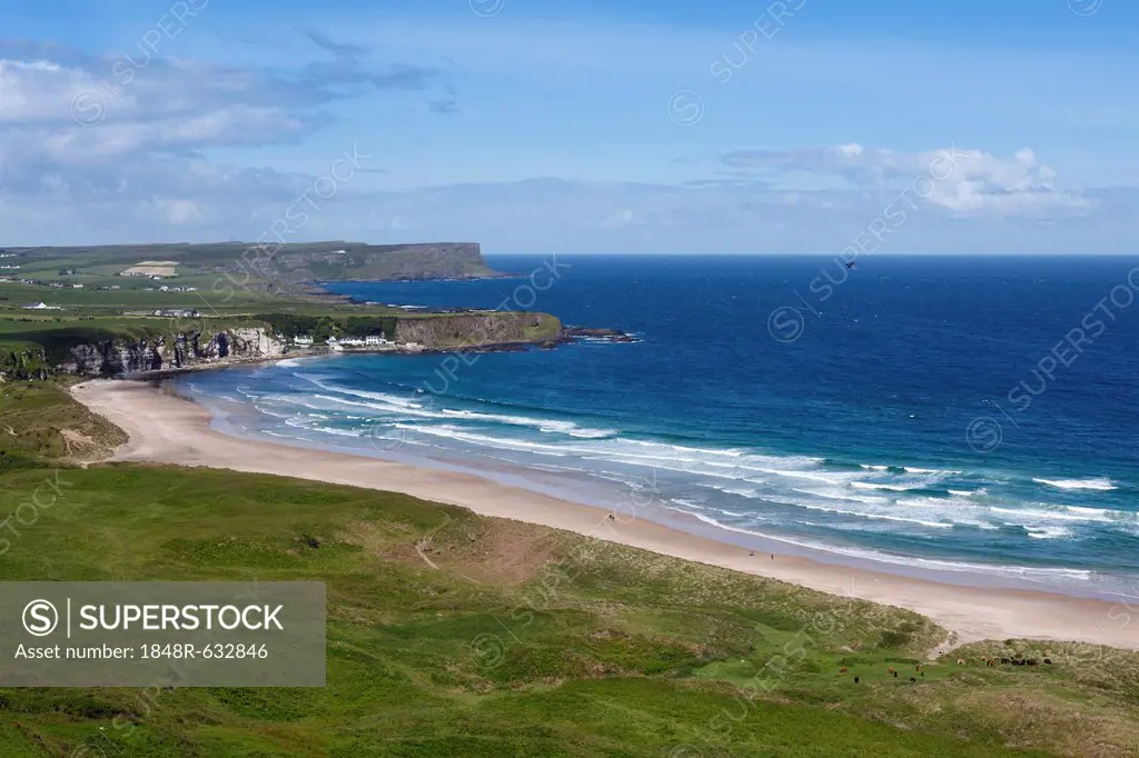 White Park Bay or Whitepark Bay with Portbradden, Antrim Coast, County Antrim, Northern Ireland, United Kingdom, Europe